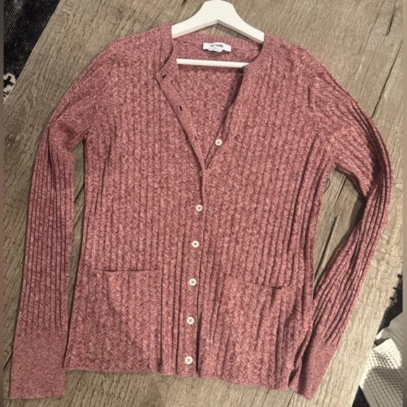 Re/Done Chevron Ribbed Knit Cardigan.
